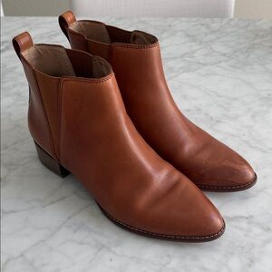 Madewell Carina English Saddle Tan Brown Leather Ankle Boots